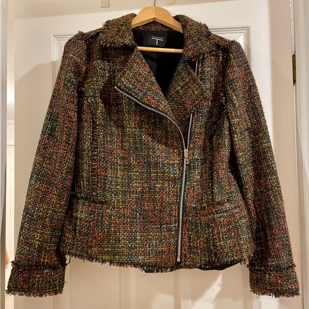 TAHARI fall multi color women’s jacket size 8